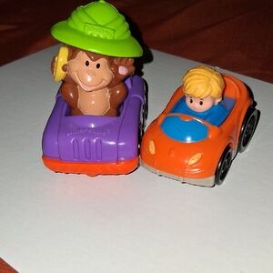 Fisher-Price Little People Monkey and Car Set - Orange and Purple Wheelies